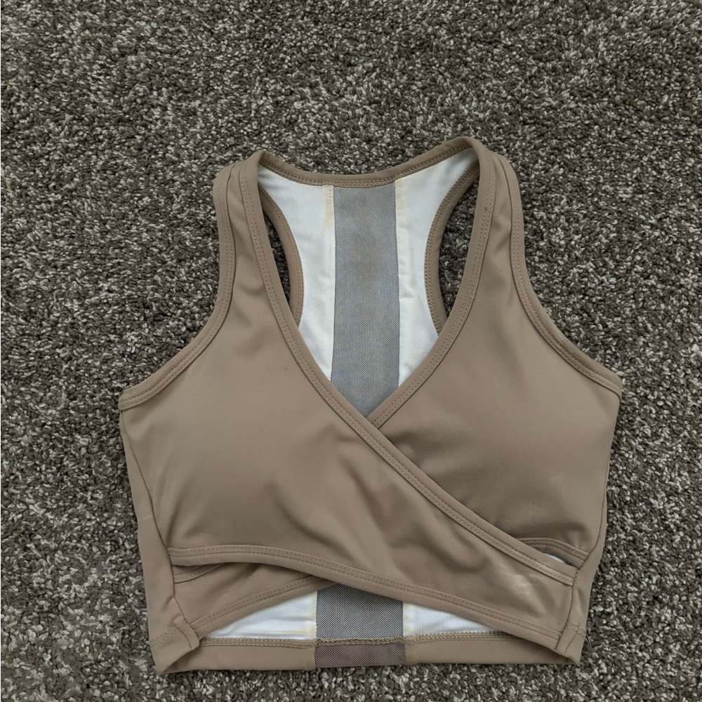 Tan Crossover Sports Bra